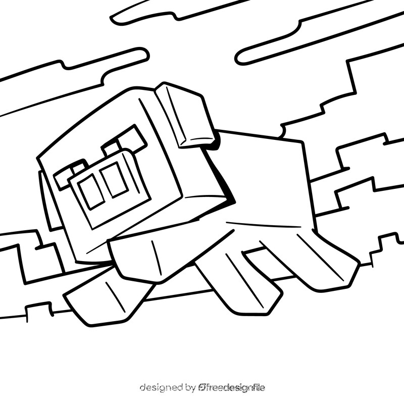 Minecraft cartoon drawing black and white vector