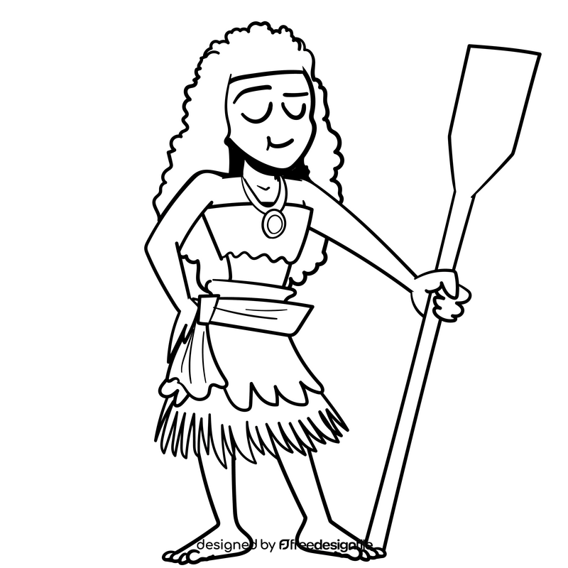 Moana cartoon drawing black and white clipart