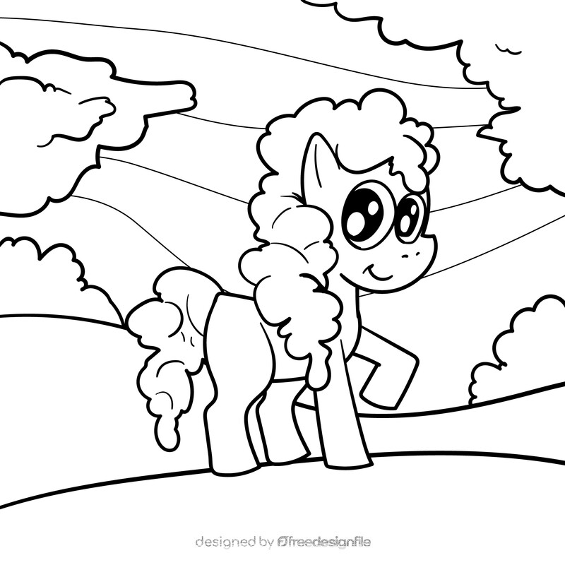 My Little Pony cartoon drawing black and white vector