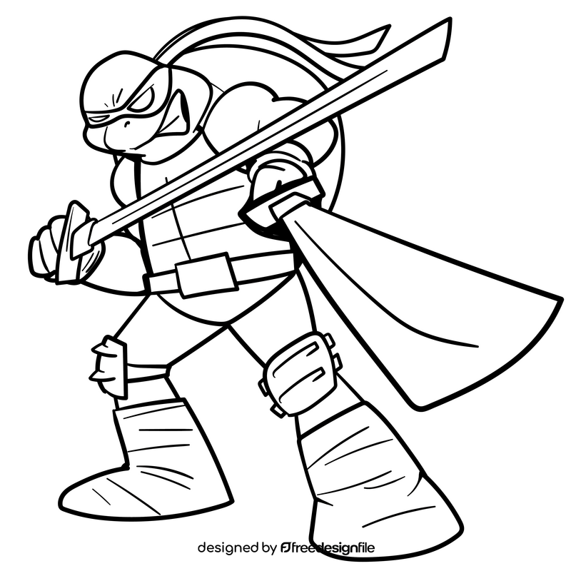 Ninja Turtle cartoon drawing black and white clipart