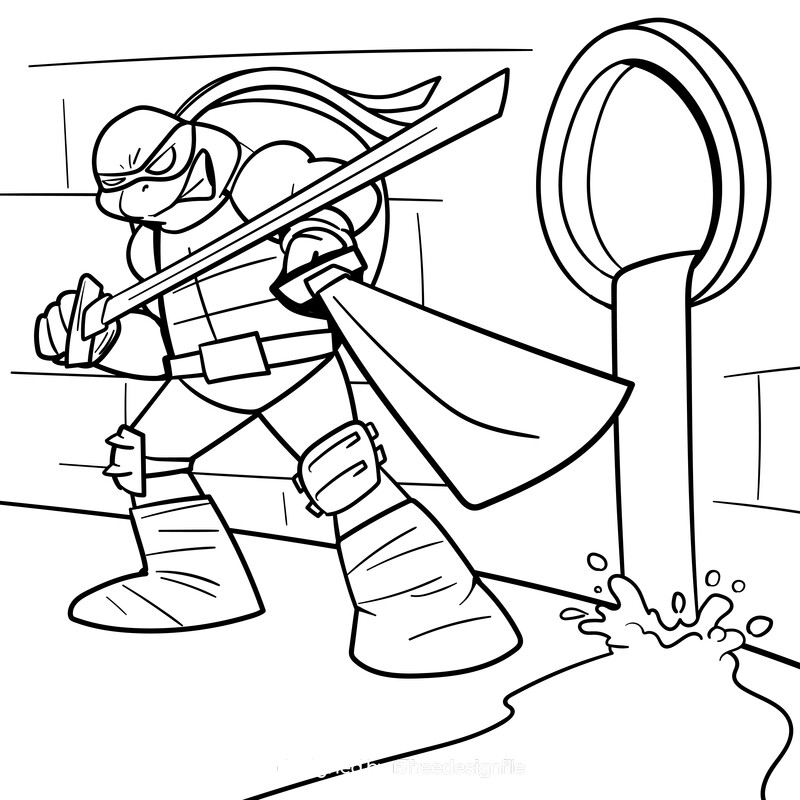 Ninja Turtle cartoon drawing black and white vector