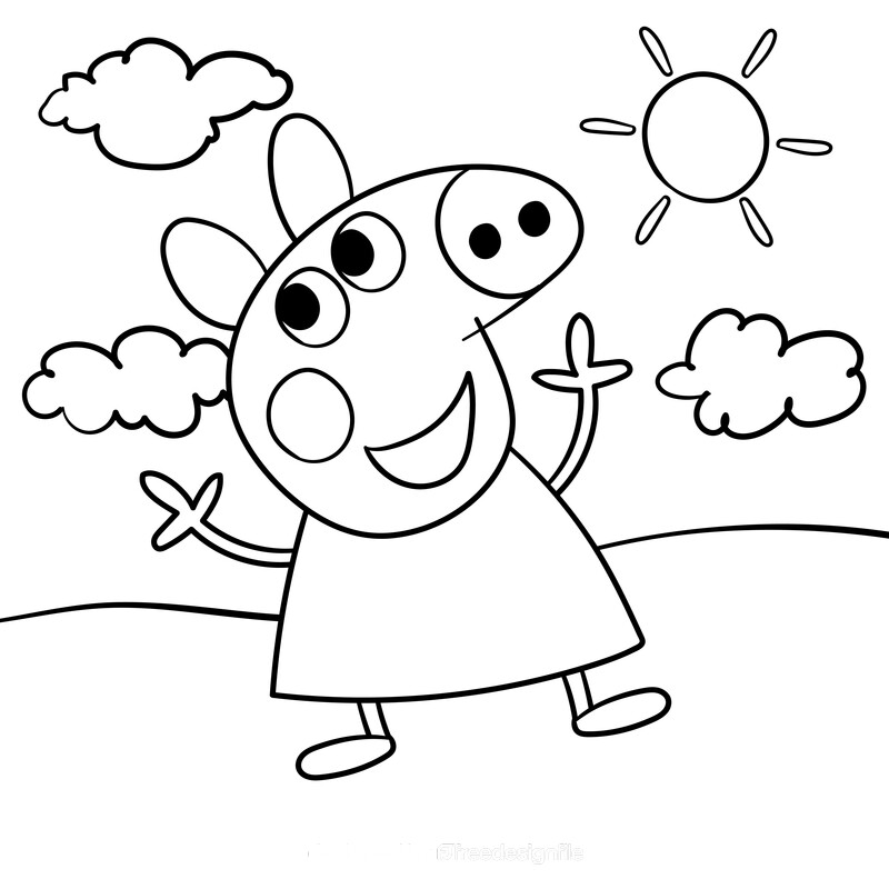 Peppa pig cartoon drawing black and white vector