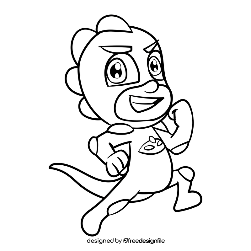 PJ Masks cartoon drawing black and white clipart