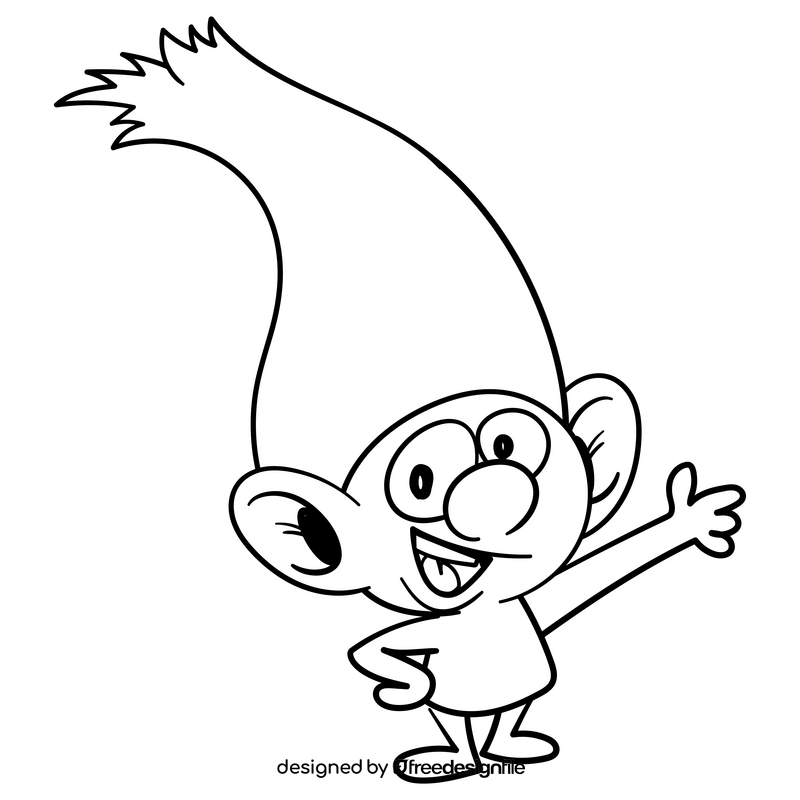 Trolls cartoon drawing black and white clipart