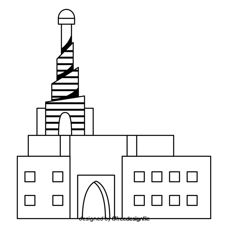 Al Fanar mosque black and white clipart