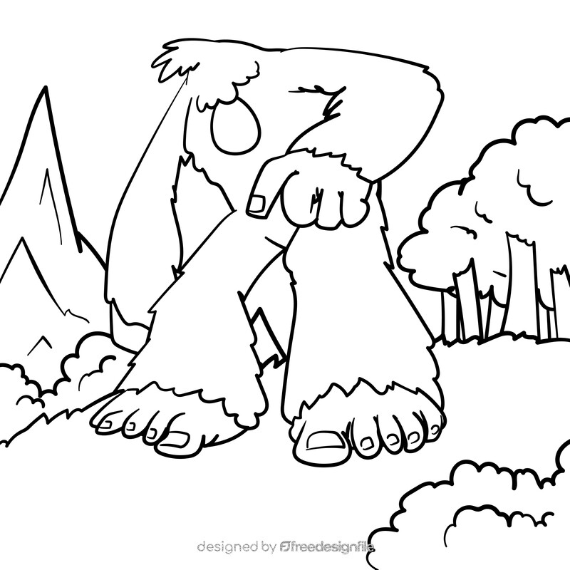 Bigfoot cartoon drawing black and white vector