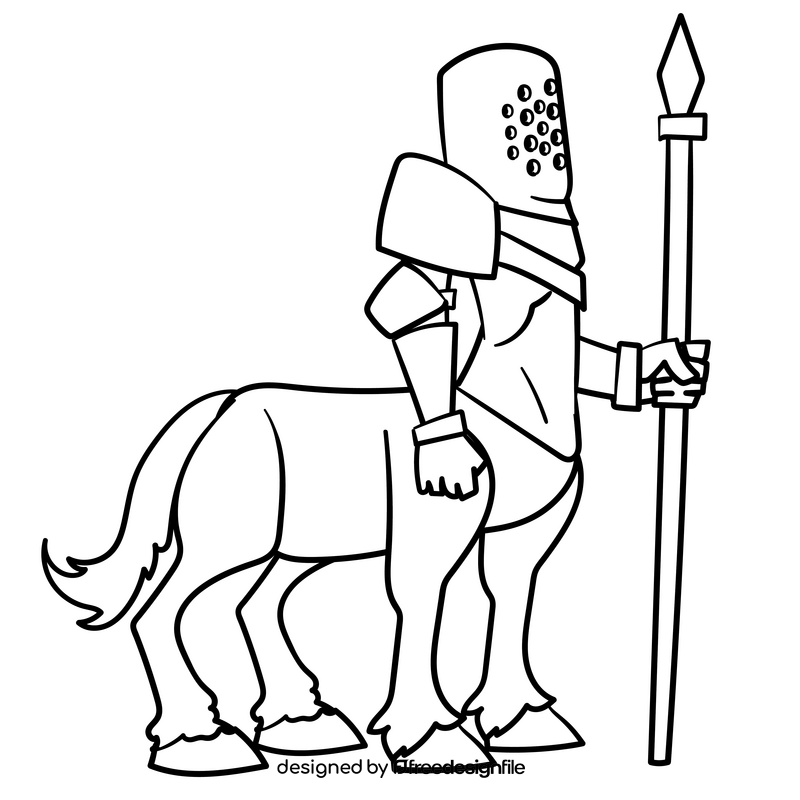 Centaur cartoon drawing black and white clipart