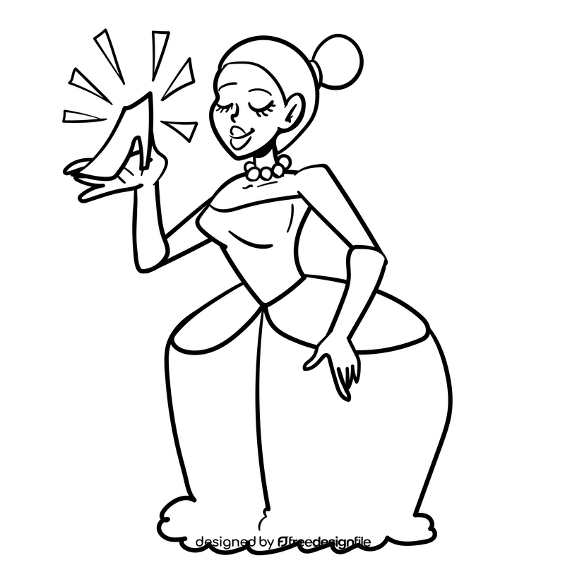 Cinderella cartoon drawing black and white clipart