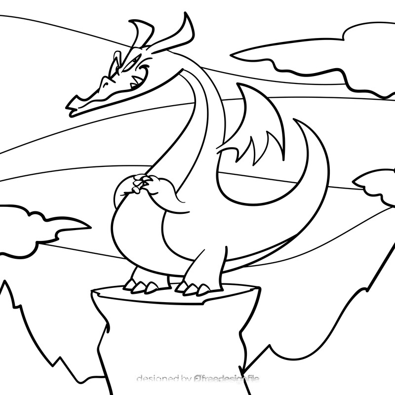 Dragon cartoon drawing black and white vector