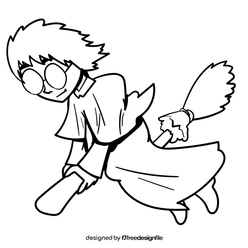 Harry potter cartoon drawing black and white clipart