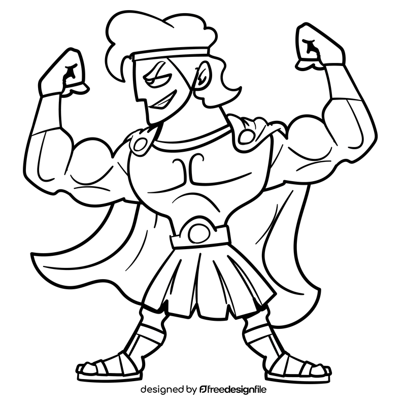 Hercules cartoon drawing black and white clipart