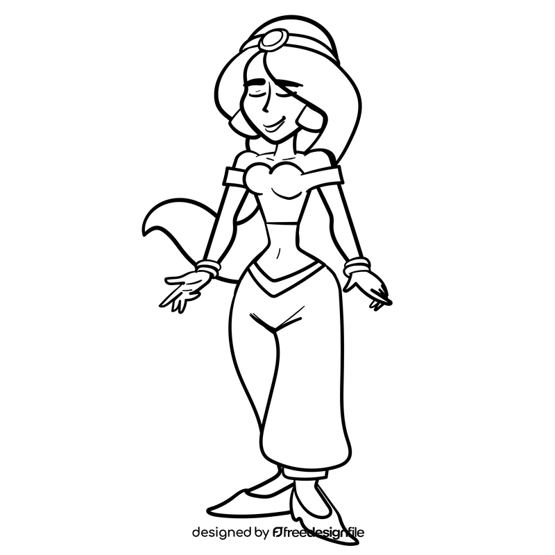 Jasmine cartoon drawing black and white clipart