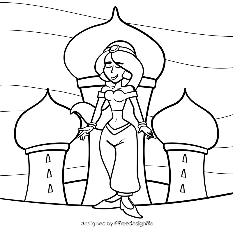 Jasmine cartoon drawing black and white vector