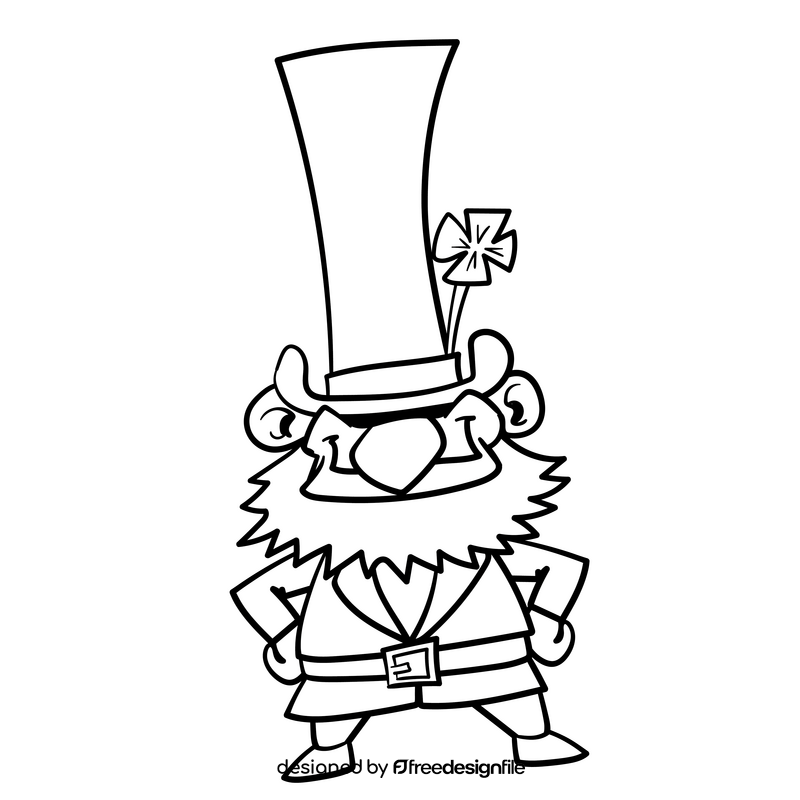 Leprechaun cartoon drawing black and white clipart