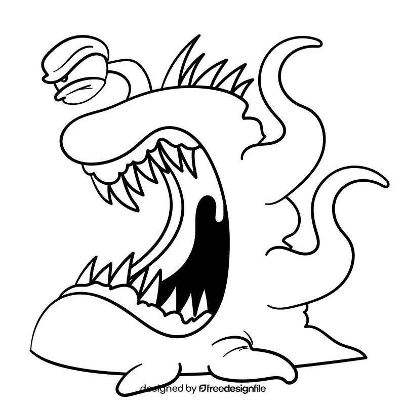 Monster cartoon drawing black and white clipart