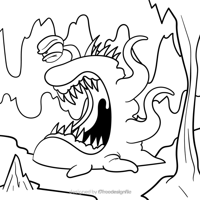 Monster cartoon drawing black and white vector