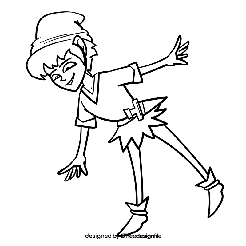 Peter pan cartoon drawing black and white clipart