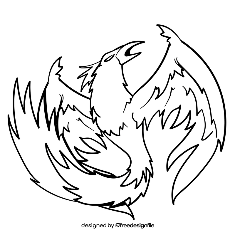 Phoenix cartoon black and white clipart