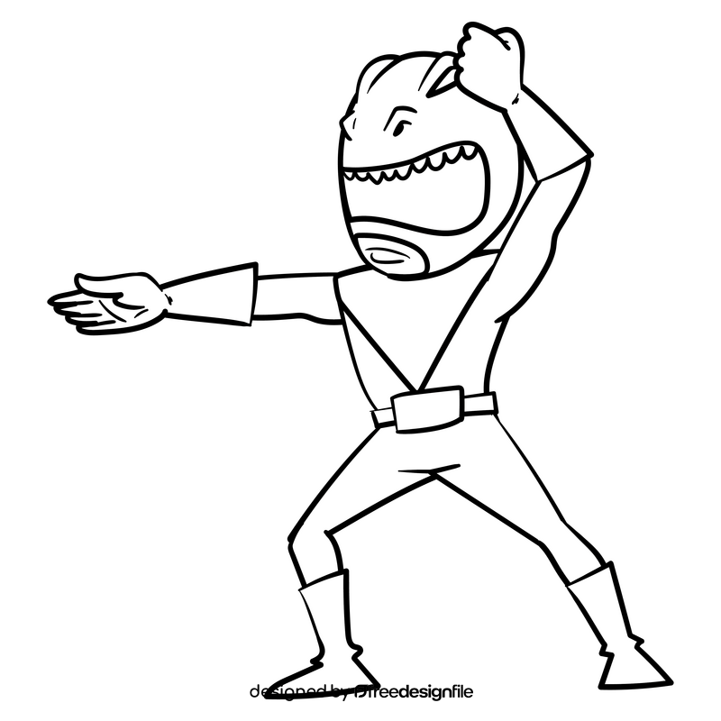 Power ranger cartoon drawing black and white clipart