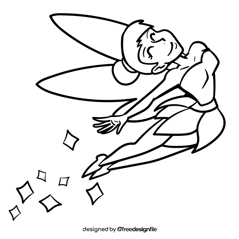 Tinkerbell cartoon drawing black and white clipart