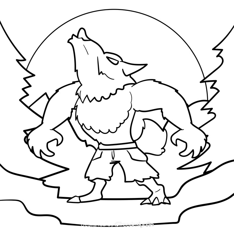 Werewolf cartoon drawing black and white vector