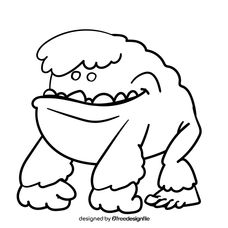 Yeti cartoon drawing black and white clipart