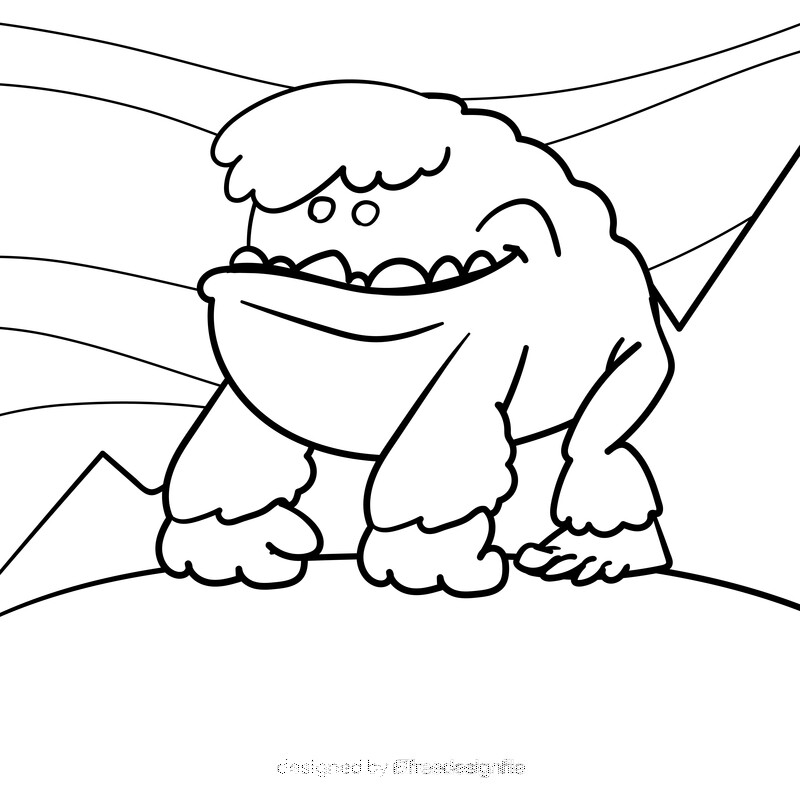 Yeti cartoon drawing black and white vector