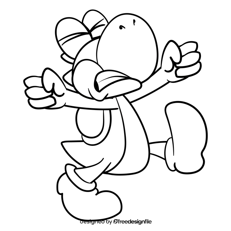 Yoshi cartoon drawing black and white clipart