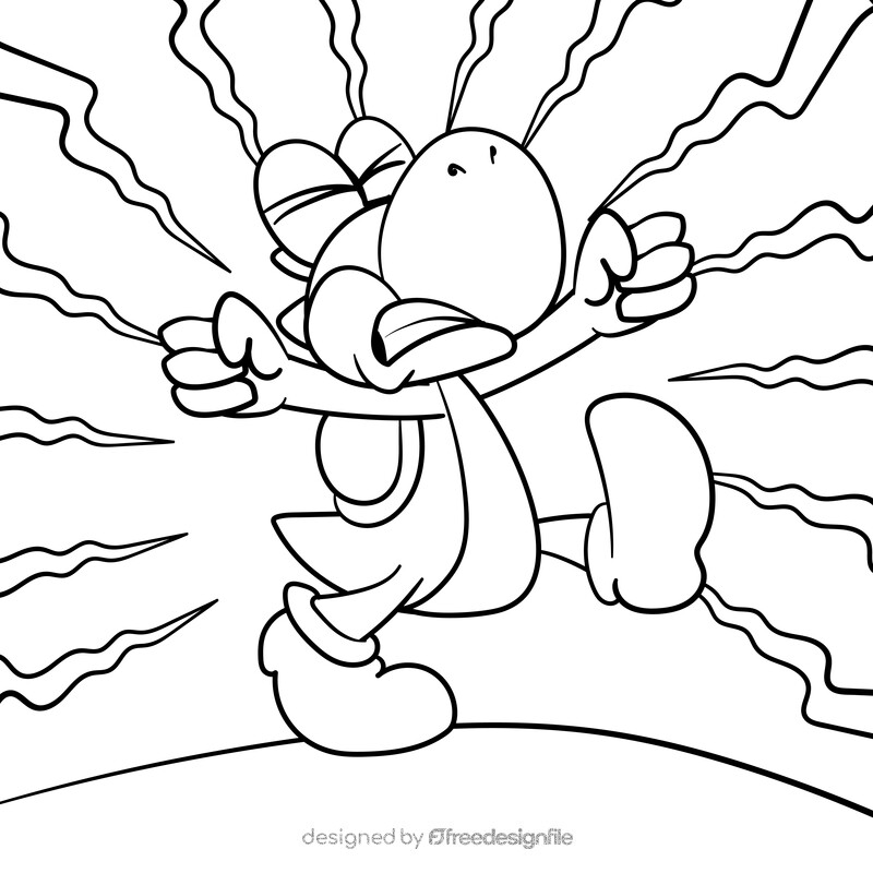 Yoshi cartoon drawing black and white vector