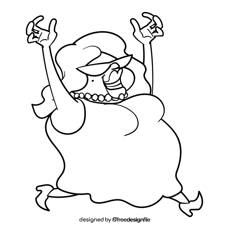 Big Mama cartoon drawing black and white clipart