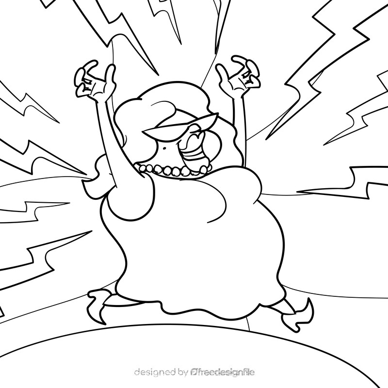 Big Mama cartoon drawing black and white vector