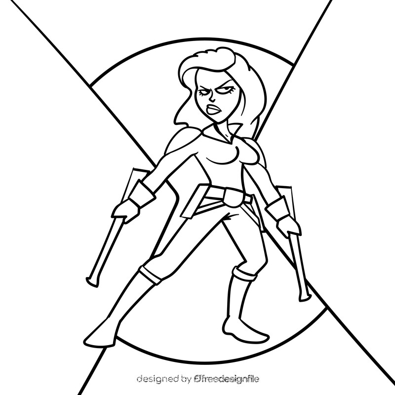 Black widow cartoon drawing black and white vector