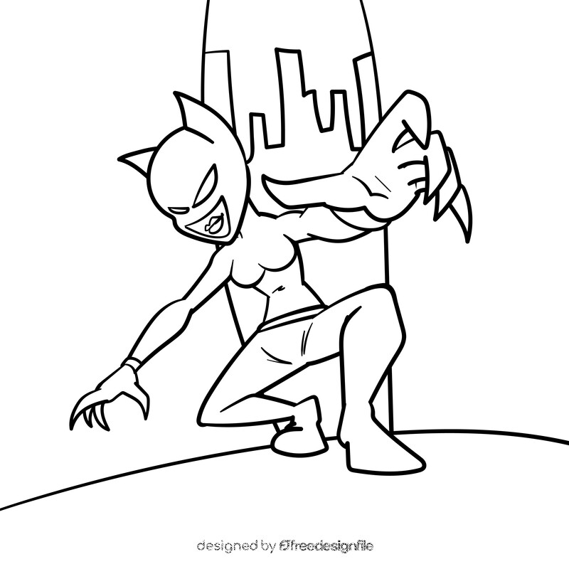 Catwoman cartoon drawing black and white vector