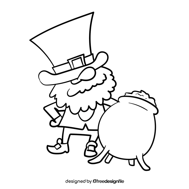 Leprechaun cartoon drawing black and white clipart