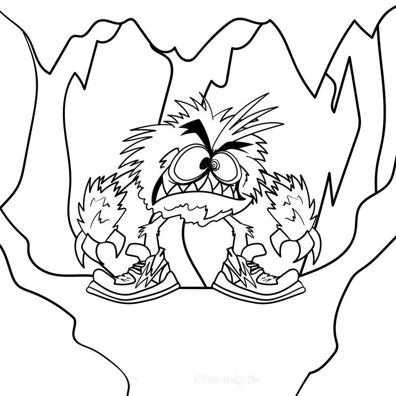 Monster cartoon drawing black and white vector