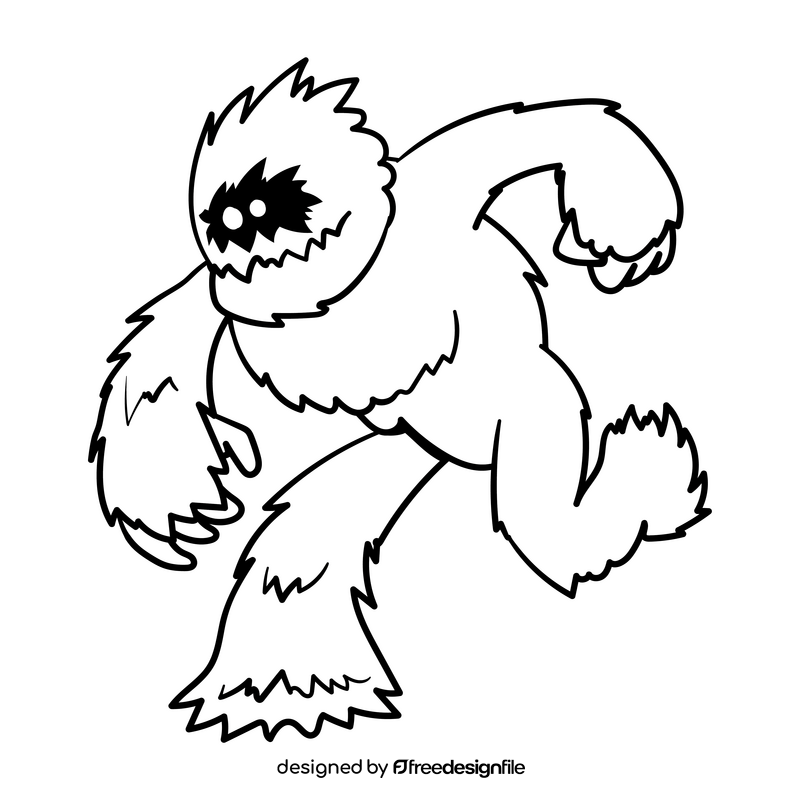 Sasquatch cartoon drawing black and white clipart