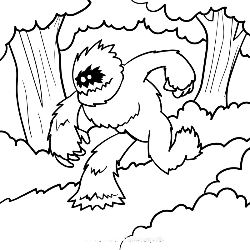 Sasquatch cartoon drawing black and white vector