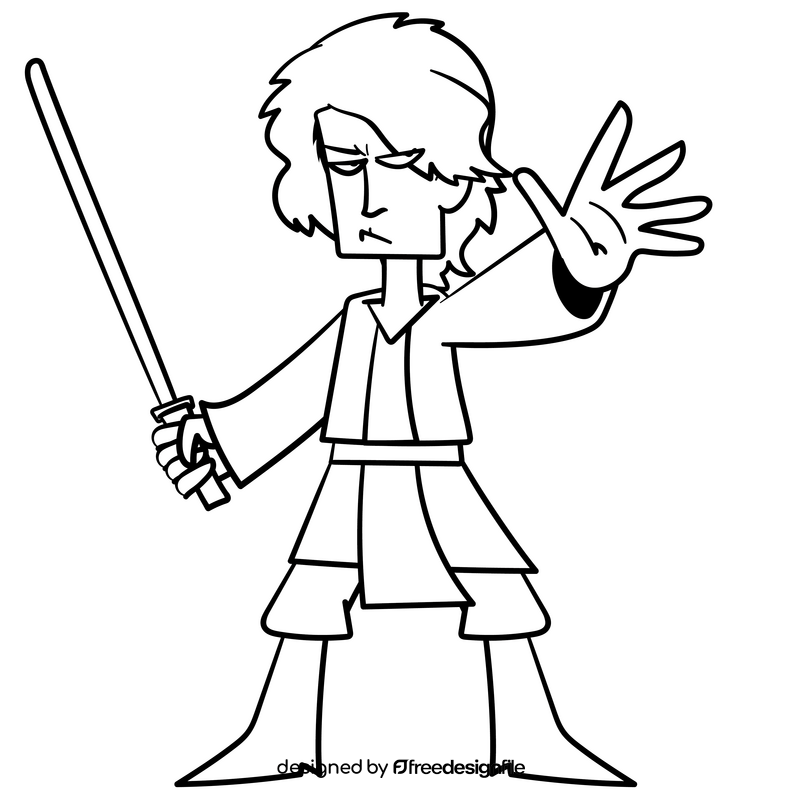 Luke skywalker cartoon drawing black and white clipart