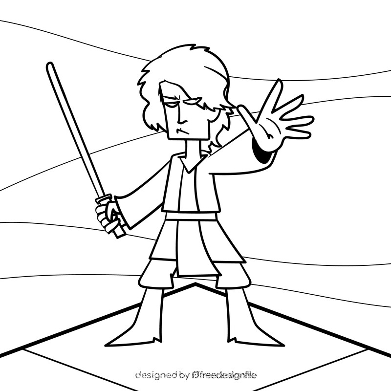 Luke skywalker cartoon drawing black and white vector