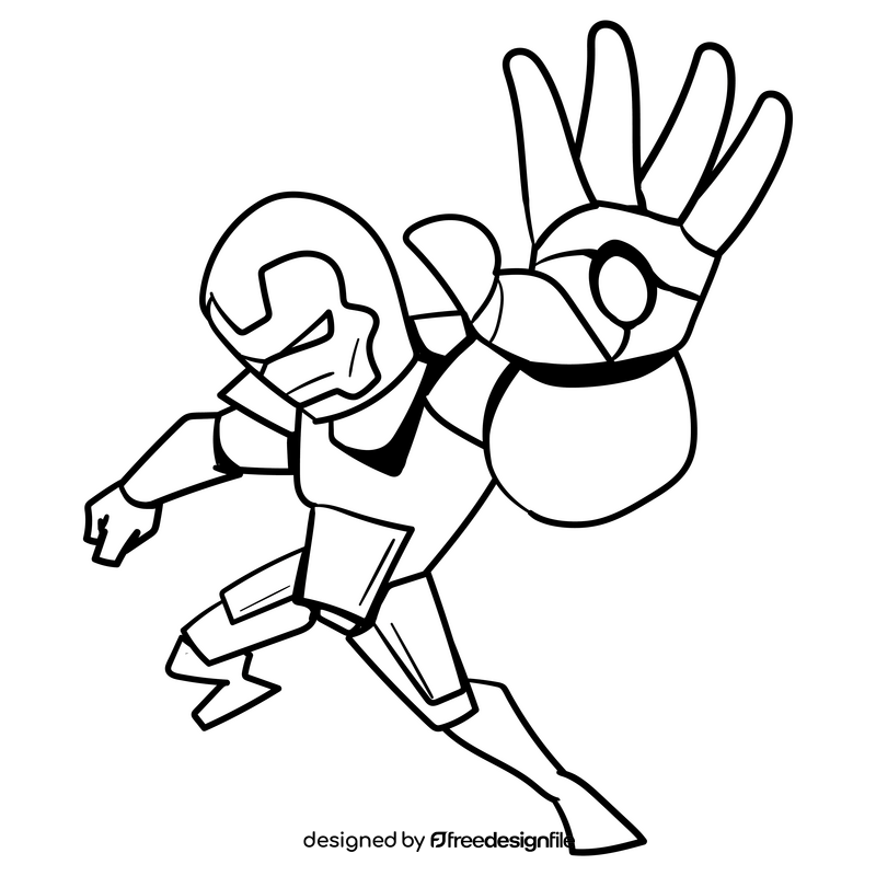 Iron man cartoon drawing black and white clipart