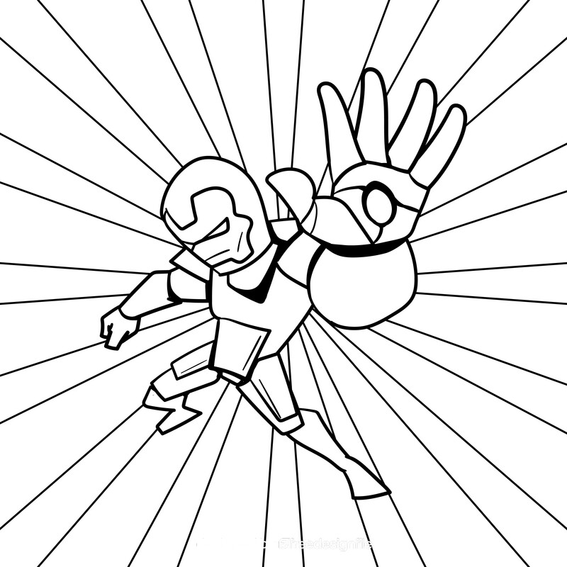 Iron man cartoon drawing black and white vector