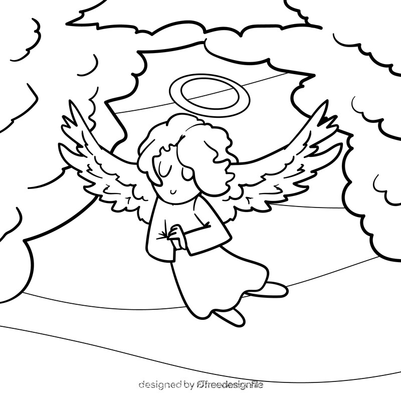 Angel cartoon drawing black and white vector