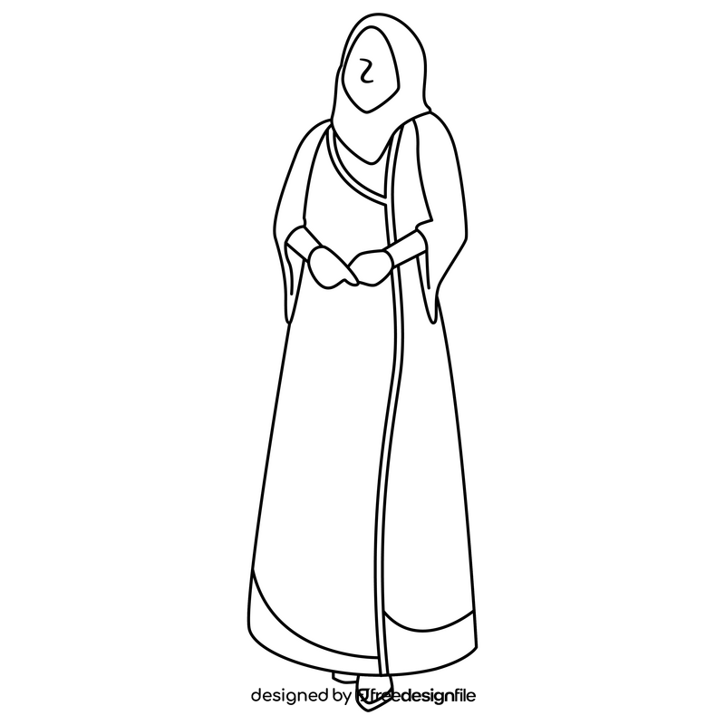 Qatar national dress black and white clipart