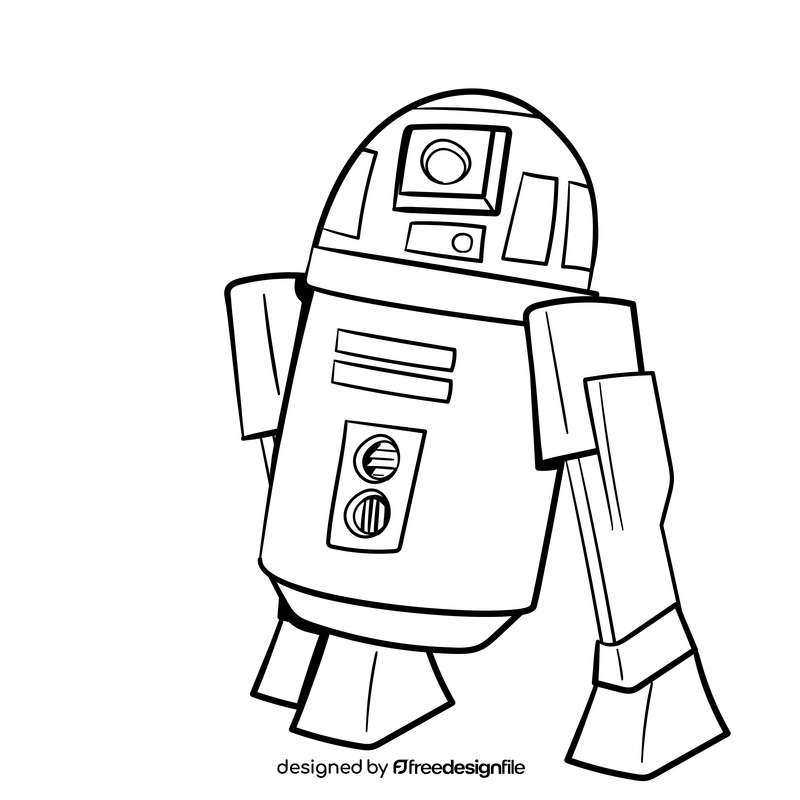 R2d2 cartoon drawing black and white clipart