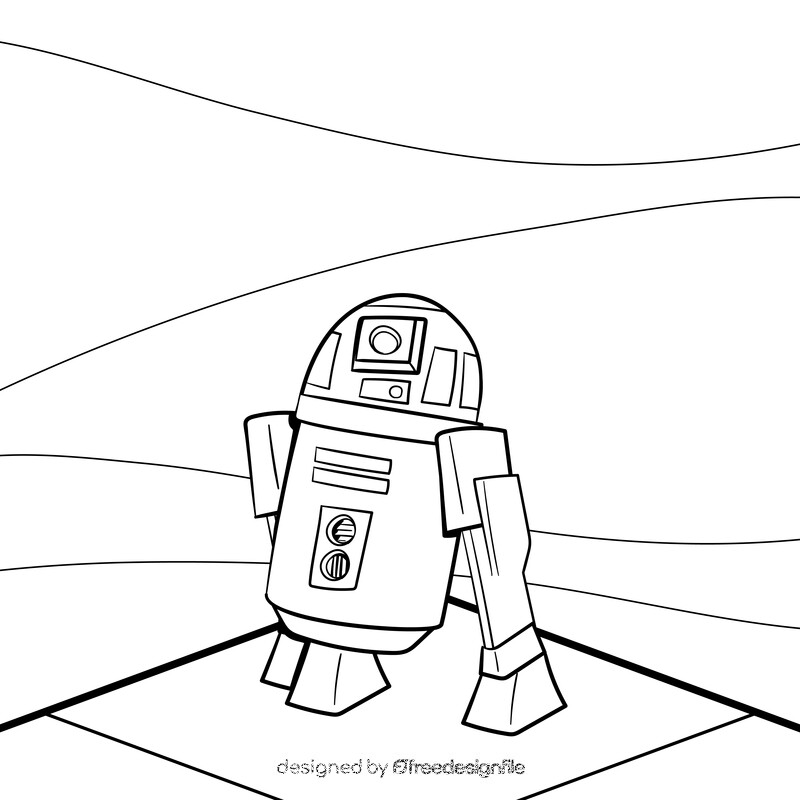 R2d2 cartoon drawing black and white vector