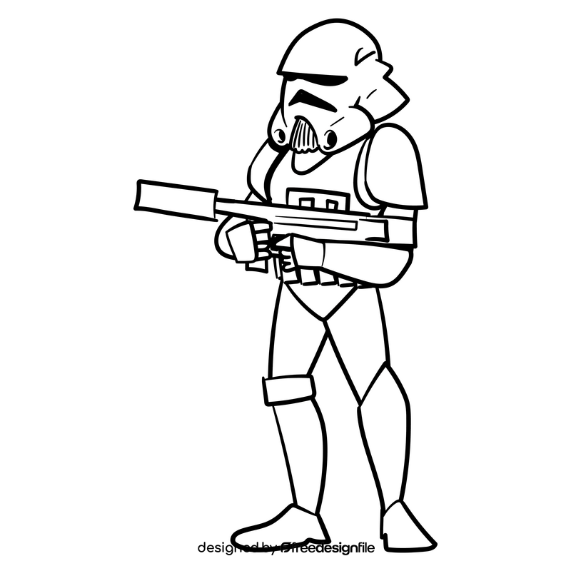 Stormtrooper cartoon drawing black and white clipart