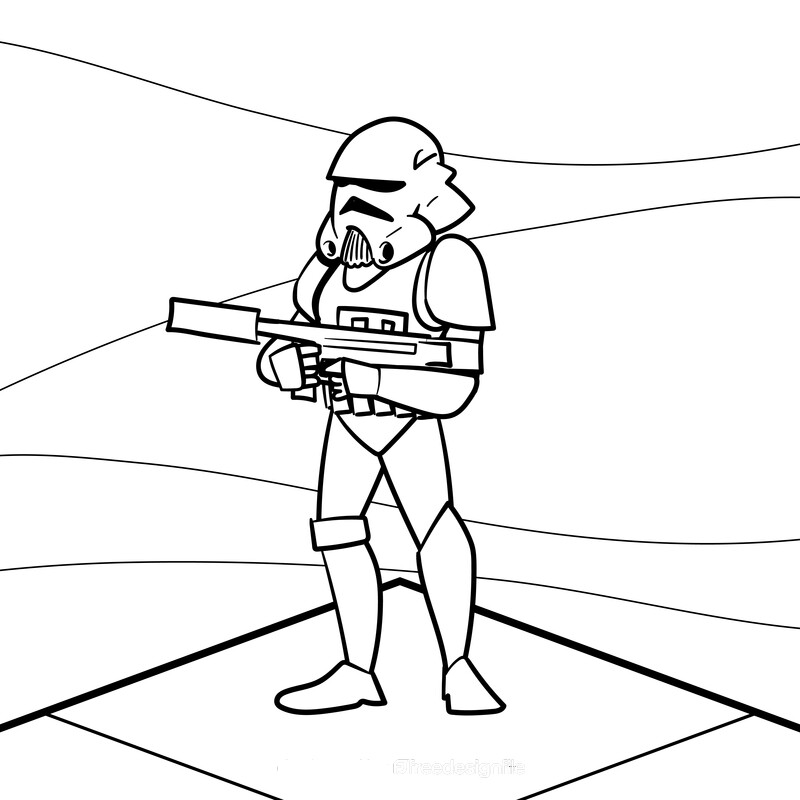 Stormtrooper cartoon drawing black and white vector