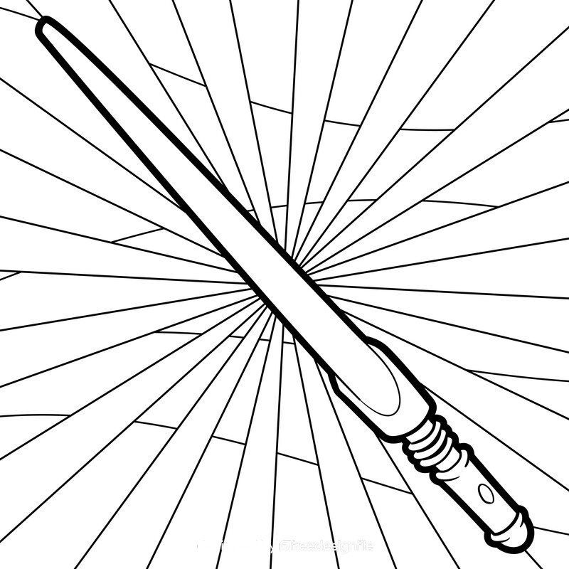 Lightsaber cartoon drawing black and white vector