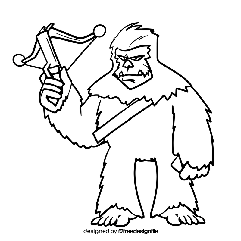 Chewbacca cartoon drawing black and white clipart