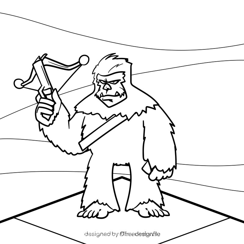 Chewbacca cartoon drawing black and white vector